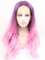 Synthetic Lace Front 23 inch Wavy Ombre/2 Tone Without Bangs Long Wigs