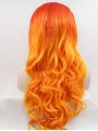 Synthetic Lace Front 25 inch Curly Ombre/2 Tone Without Bangs Long Wigs