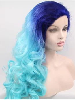 Synthetic Lace Front 26 inch Curly Ombre/2 Tone Layered Long Wigs
