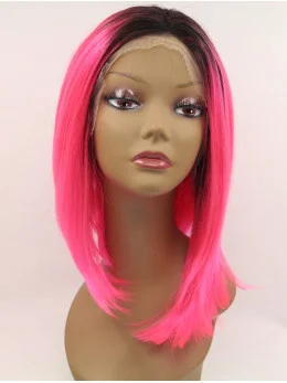 Synthetic Lace Front 13 inch Straight Red Without Bangs Chin Length Wigs