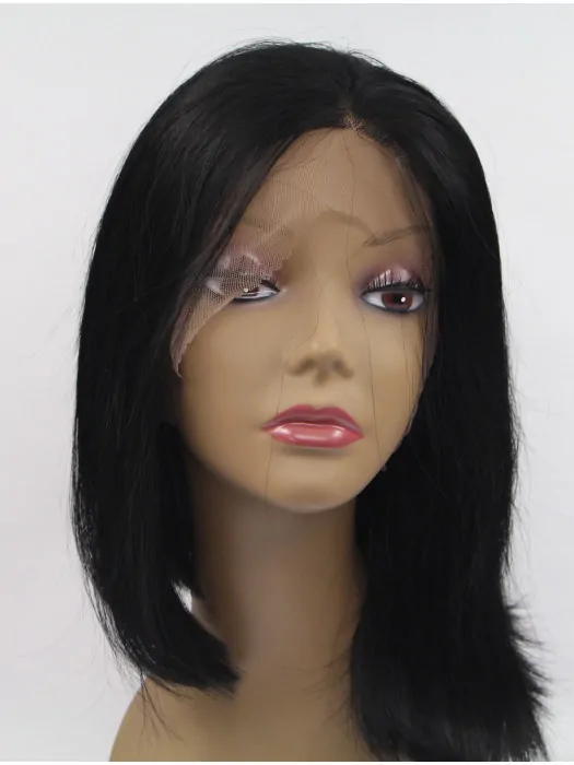Synthetic Lace Front 13 inch Straight Black Without Bangs Chin Length Wigs