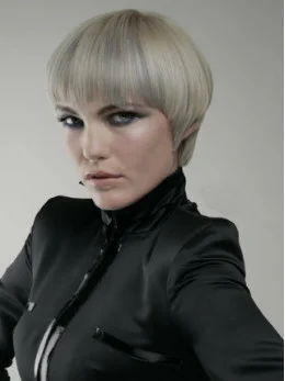 Young Fashion Grey With Bangs Short Straight Capless Wigs