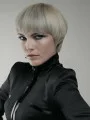 Young Fashion Grey With Bangs Short Straight Capless Wigs