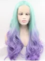25 inch Curly Ombre/2 Tone Layered Synthetic Long Lace Front Wigs