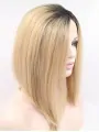 12 inch Straight Blonde Without Bangs Synthetic Chin Length Lace Front Wigs