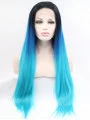 30 inch Straight Ombre/2 Tone Without Bangs Synthetic Long Lace Front Wigs