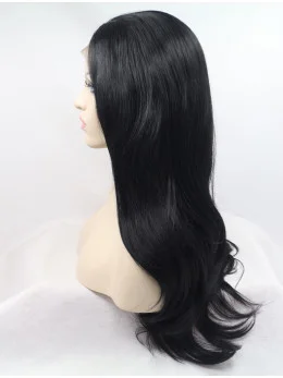 21 inch Wavy Black Layered Synthetic Long Lace Front Wigs
