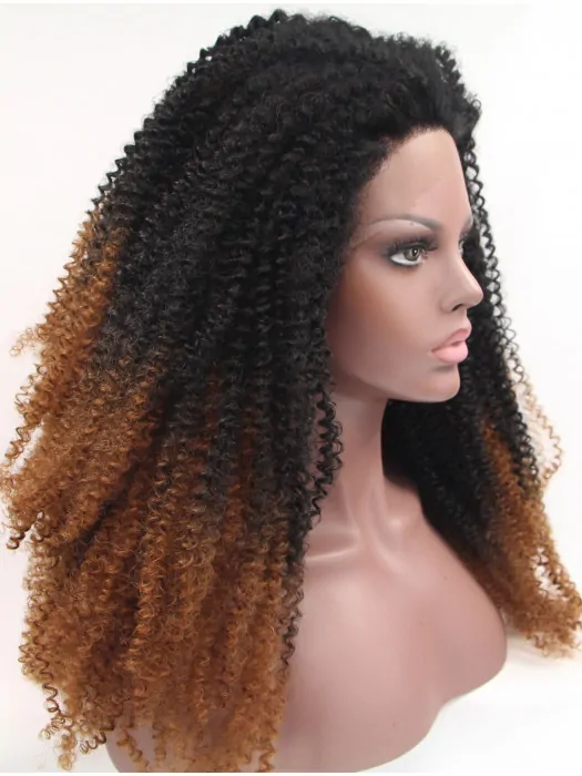 20 inch Kinky Ombre/2 Tone Without Bangs Synthetic Long Lace Front Wigs