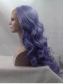 20 inch Curly Purple Without Bangs Synthetic Long Lace Front Wigs
