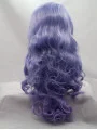 20 inch Curly Purple Without Bangs Synthetic Long Lace Front Wigs