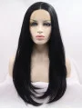 21 inch Straight Black Without Bangs Synthetic Long Lace Front Wigs
