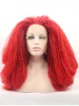 18 inch Kinky Red Without Bangs Synthetic Long Lace Front Wigs