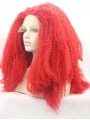 18 inch Kinky Red Without Bangs Synthetic Long Lace Front Wigs