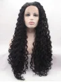 Synthetic Long Black Lace Front 32 inch Without Bangs Curly Wigs