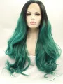 Synthetic Long Ombre/2 Tone Lace Front 27 inch Without Bangs Curly Wigs