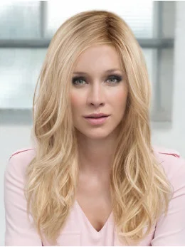 Wavy 16 inch Blonde Monofilament Layered Really Long Wigs