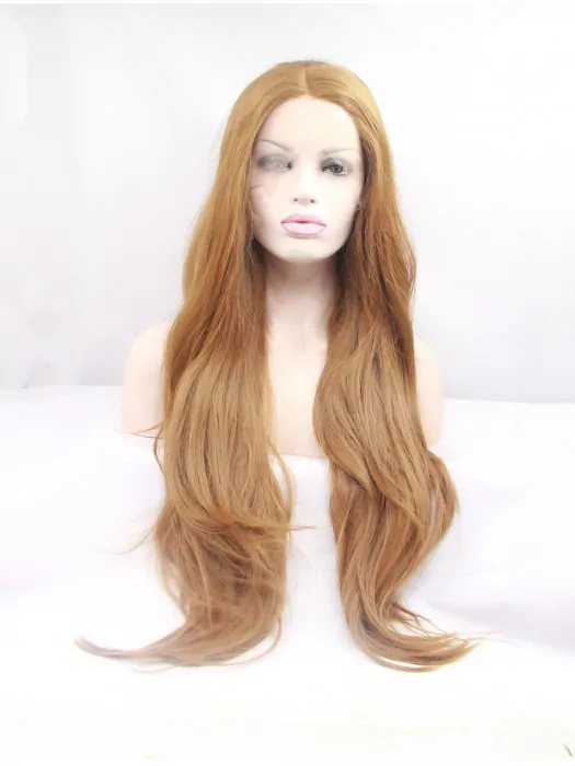 Synthetic Long Blonde Lace Front 32 inch Layered Wavy Wigs