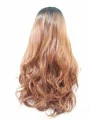 Synthetic Long Ombre/2 Tone Lace Front 18 inch Without Bangs Curly Wigs