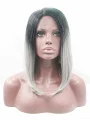 Synthetic Chin Length Ombre/2 Tone Lace Front 12 inch Without Bangs Straight Wigs