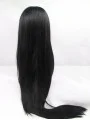 With Bangs 42 inch Straight Black Long Lace Front Synthetic Wigs