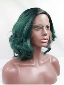 Bobs 11 inch Curly Ombre/2 Tone Chin Length Lace Front Synthetic Wigs