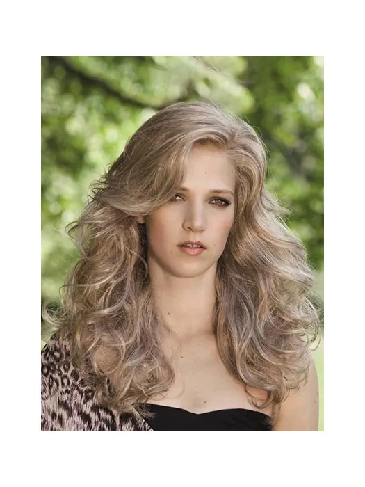 Curly 16 inch Blonde Monofilament Layered Long Wigs