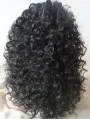 Without Bangs 16 inch Curly Black Shoulder Length Lace Front Synthetic Wigs