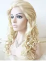 Without Bangs 18 inch Curly Blonde Long Lace Front Synthetic Wigs