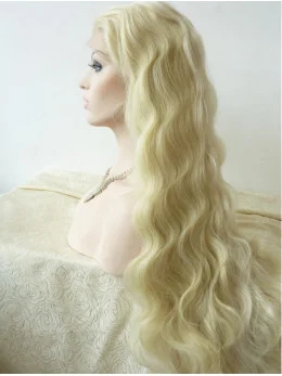 Without Bangs 29 inch Curly Blonde Long Lace Front Synthetic Wigs