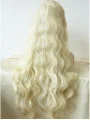 Without Bangs 29 inch Curly Blonde Long Lace Front Synthetic Wigs