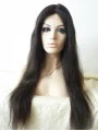 Without Bangs 27 inch Straight Black Long Lace Front Synthetic Wigs