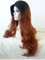 Layered 27 inch Wavy Ombre/2 Tone Long Lace Front Synthetic Wigs
