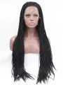32 inch Curly Synthetic Black Without Bangs Long Lace Front Wigs