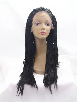 20 inch Curly Synthetic Black Without Bangs Long Lace Front Wigs