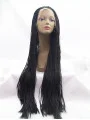 40 inch Curly Synthetic Black Without Bangs Long Lace Front Wigs