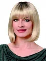 Synthetic 12 inch Straight Chin Length Platinum Blonde Ladies Bob Wigs