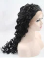 Without Bangs Black 25 inch Curly Long Lace Front Synthetic Wigs