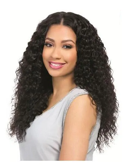 Black Curly 18 inch Without Bangs Remy Human Hair 360 Lace Wigs