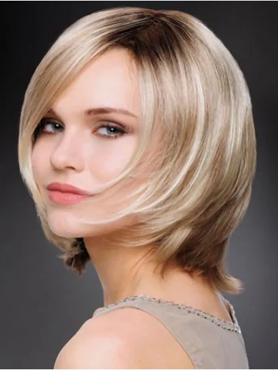 Synthetic 10 inch Straight Chin Length Platinum Blonde Wig Bob