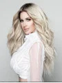 Platinum Blonde 23 inch Layered Wavy Long Synthetic Lace Front Kim Zolciak Wigs