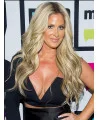 Synthetic Wavy Long Blonde 24 inch Without Bangs Lace Front Kim Zolciak Wigs