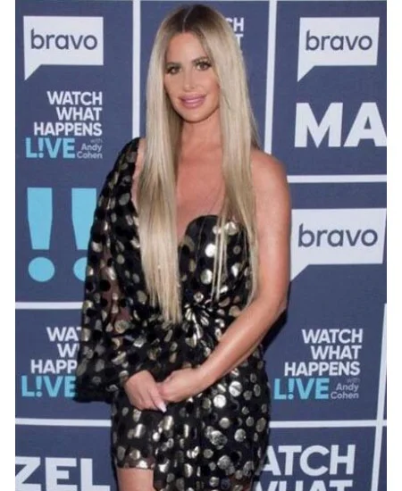 Lace Front Long Without Bangs Synthetic 25 inch Platinum Blonde Straight Kim Zolciak Wigs