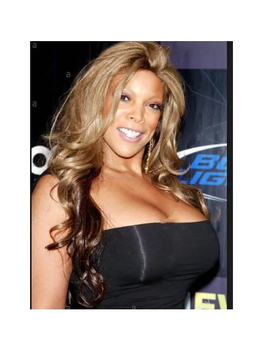 Synthetic 24 inch Long Blonde Without Bangs Curly Capless Wendy Williams Wigs