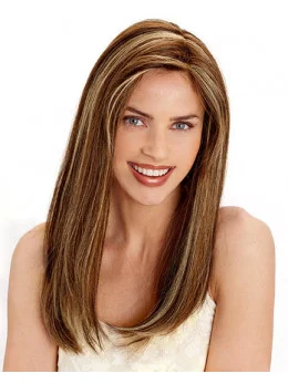 Online Brown Straight Long Human Hair Wigs