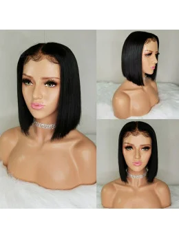 Full Lace Human Hair Wigs With Baby Hair Pre Plucked Short Human Hair Bob Wigs For Women