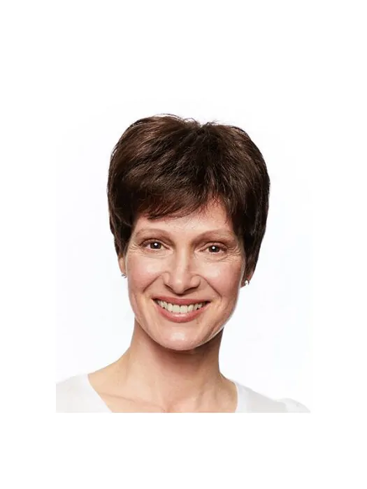 Short Monofilament Straight Brown Wigs For Women