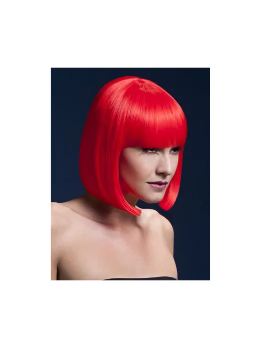 Bright Red Bobs With Neat Bangs Synthetic Wigs