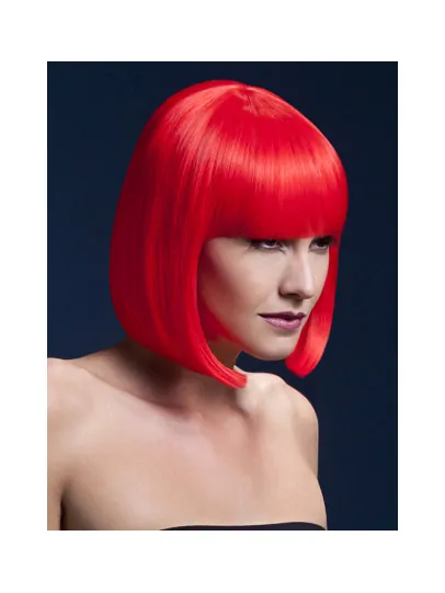 Bright Red Bobs With Neat Bangs Synthetic Wigs