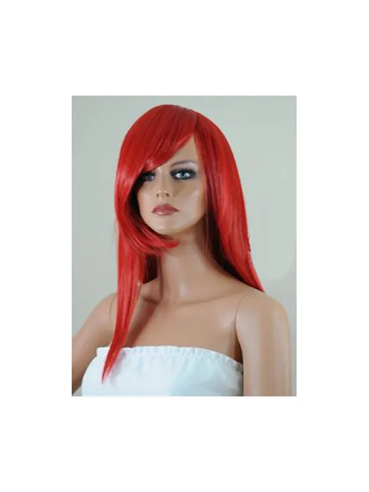 18  inches Straight Lace Front Red With Bangs Lace Wigs