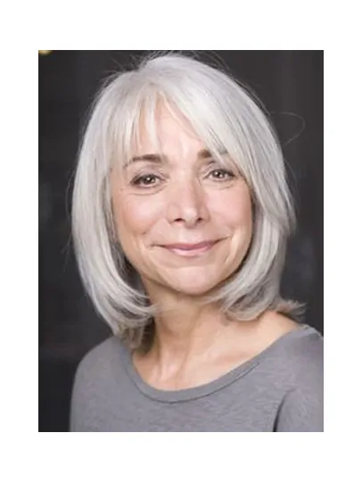Silver Lady Chin Length Bobs Straight Lace Front Wigs